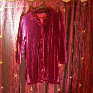 Red Velvet Button Up Shirt